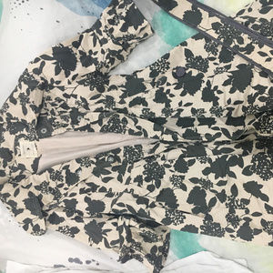 Forever 21 Silky Cream and Grey Flower Coat